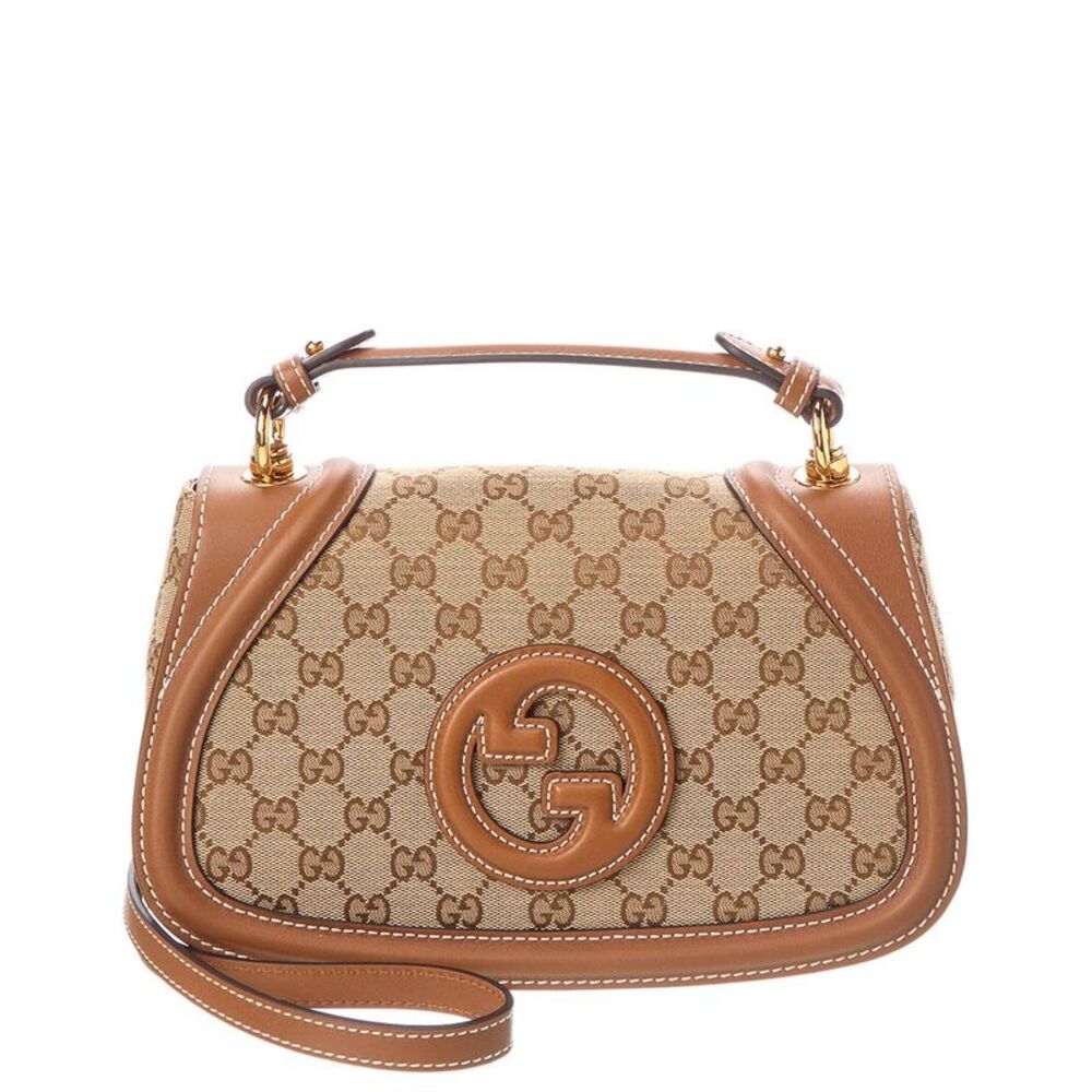 Gucci Blondie Medium Top Handle Gg Canvas & Leather Shoulder Bag, Beige
